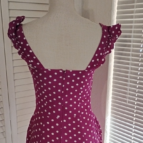 LOFT Pink Polka Dot Midi Dress - Picture 6 of 7